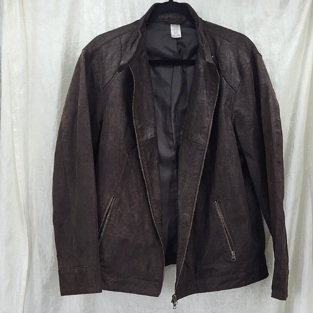 Vintage Genuine Leather Biker Moto Jacket Women's Size 2X